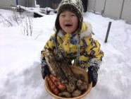 Harvesting Vegetable under Snow and Lunch